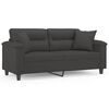 vidaXL Dvivietė sofa su pagalvėmis, tamsiai pilka, 140cm, audinys