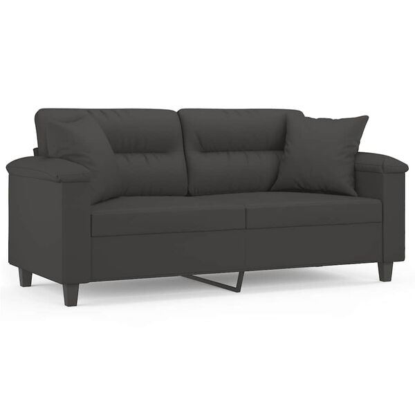 vidaXL Dvivietė sofa su pagalvėmis, tamsiai pilka, 140cm, audinys