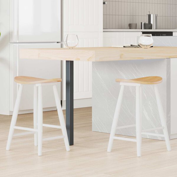 vidaXL Valgomojo kėdės 2 pcs Balta 46 x 37 x 63 cm Kietas gumos medis