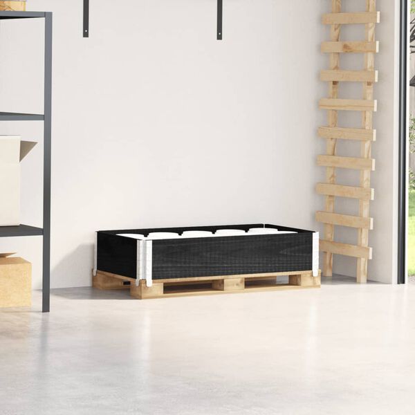 vidaXL Padėklų apvadas, juodas, 100x50cm, pu&scaron;ies medienos masyvas