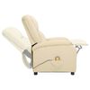 vidaXL Masažinis krėslas, kreminės spalvos, tikra oda
