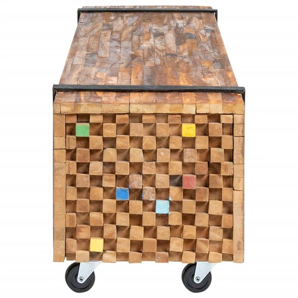 vidaXL Televizoriaus staliukas, 110x30x32,5cm, tikmedžio masyvas