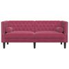 vidaXL Dvivietė chesterfield sofa su pagalvėlėmis, raudona, aksomas