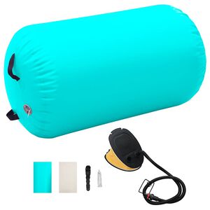 vidaXL Gimnastikos ritinys su pompa, žalias, 100x60cm, PVC