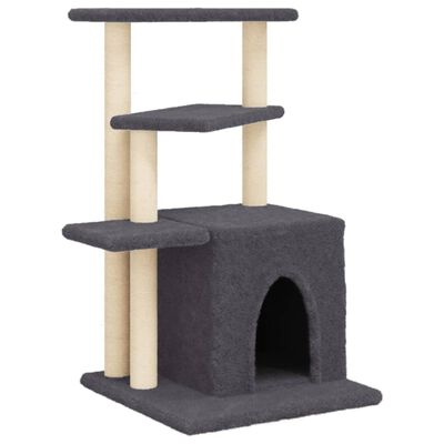 vidaXL Draskyklė katėms su stovais iš sizalio, tamsiai pilka, 83,5cm