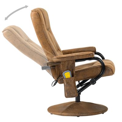 vidaXL Masažinis krėslas su pakoja, rudos spalvos, dirbtinė versta oda