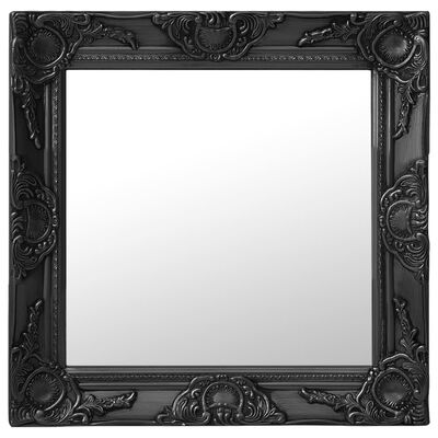 vidaXL Sieninis veidrodis, juodos spalvos, 50x50cm, barokinis stilius