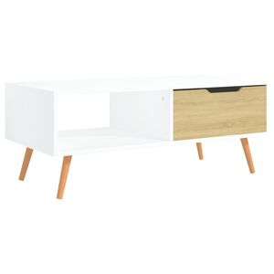 vidaXL Kavos staliukas, baltos ir ąžuolo spalvos, 100x49,5x43cm, MDP