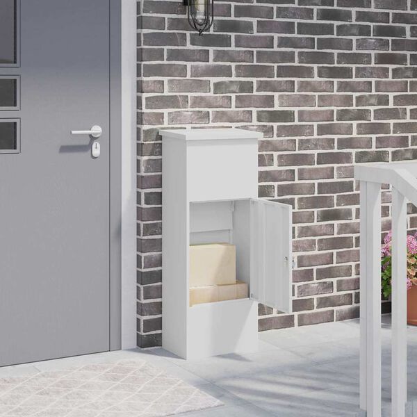 vidaXL Siuntų dėžutė Balta 44,5 x 29 x 110,5 cm Plienas