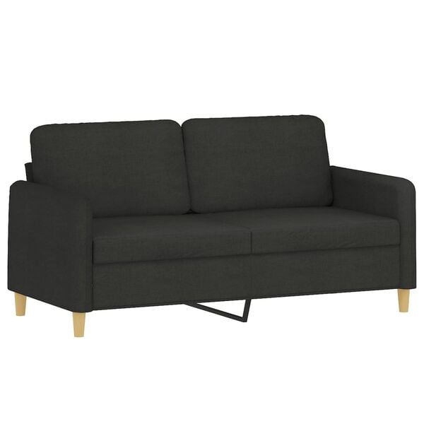 vidaXL Dvivietė sofa su pagalvėlėmis, juodos spalvos, 140cm, audinys