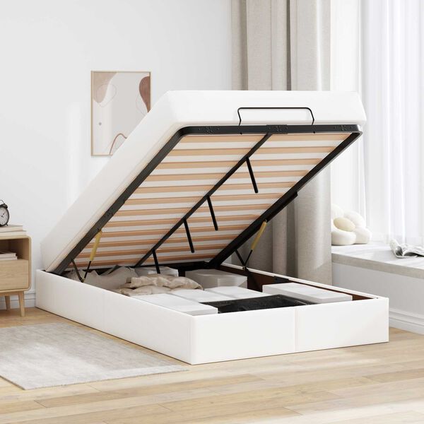 vidaXL Lovos rėmas su čiužiniu su čiužiniu 2 pcs Balta PVC