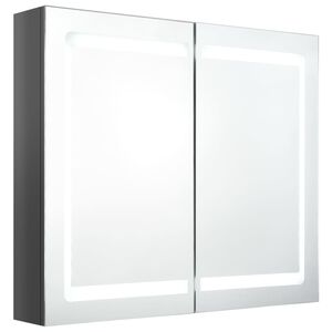 vidaXL Veidrodinė vonios spintelė su LED, pilka, 80x12x68cm, blizgi