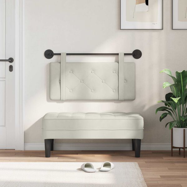 vidaXL Kabantysis galvūgalis Kreminė 90 x 55 x 5 cm Aksomas