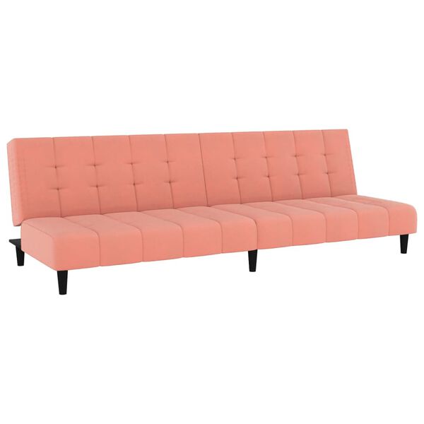 vidaXL Dvivietė sofa-lova, rožinės spalvos, aksomas