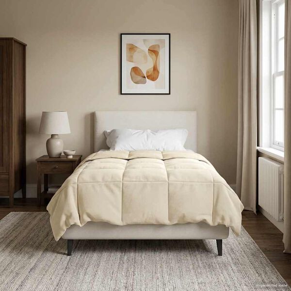 vidaXL Pilna metų antklodė Tik&scaron;tas Kreminė 155 x 200 cm Mikropluo&scaron;tas