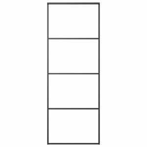 vidaXL Stumdomos durys, juodos, 76x205cm, ESG stiklas ir aliuminis