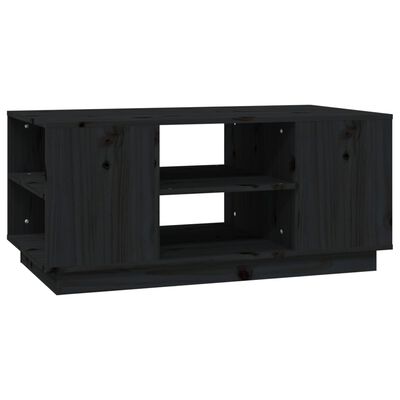 vidaXL Kavos staliukas, juodas, 90x49x40,5cm, pušies medienos masyvas