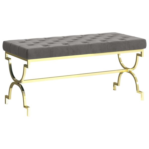 vidaXL Suoliukas, pilkas, 99cm, aksomas ir nerūdijantis plienas