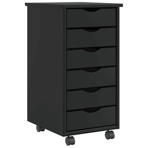 vidaXL Susukama spintelė su stalčiais "MOSS" Juoda medžio masyvo pu&scaron;is