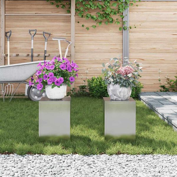 vidaXL Augalų stovas 2 pcs Sidabro 24 x 24 x 35 cm