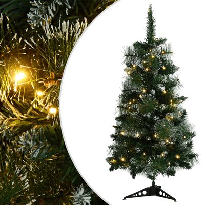 vidaXL Dirbtinė apšviesta Kalėdų eglutė su stovais, žalia, 90cm, PVC
