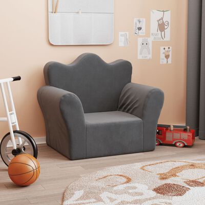 vidaXL Vaikiška sofa, antracito spalvos, minkštas pliušas