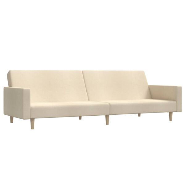 vidaXL Dvivietė sofa-lova, kreminės spalvos, audinys