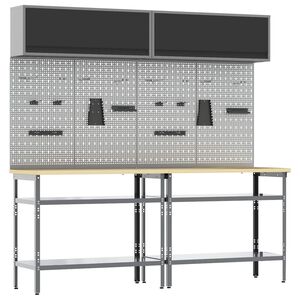 vidaXL Darbastalio komplektas 8 vnt. Juoda ir pilka 200 x 55 x 200 cm