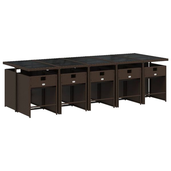 vidaXL Sodo komplektas su pagalvėlėmis, 11 dalių, rudas, poliratanas