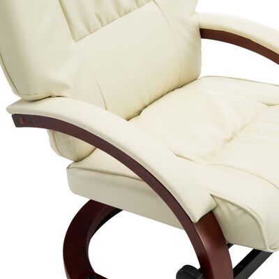 vidaXL Atlošiamas krėslas su pakoja, baltos kreminės sp., dirbtinė oda