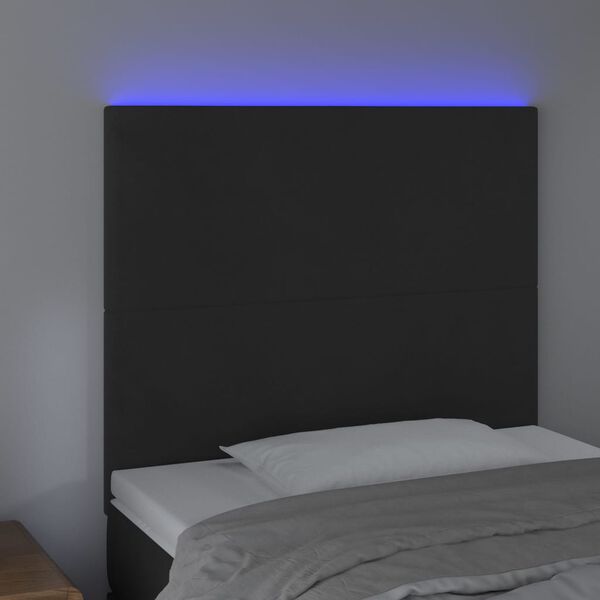 vidaXL Galvūgalis su LED, juodos spalvos, 80x5x118/128cm, aksomas