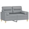 vidaXL Dvivietė sofa su pagalvėlėmis, &scaron;viesiai pilka, 120cm, audinys