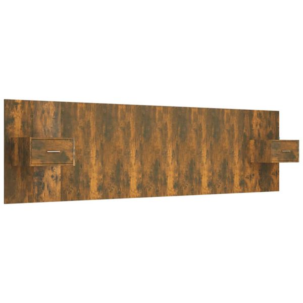 vidaXL Lovos galvūgalis su spintelėmis, dūminio ąžuolo, mediena