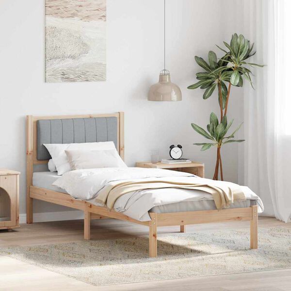 vidaXL Lovo rėmas su apmuštu galvūgaliu Šviesiai pilka 80 x 200 cm