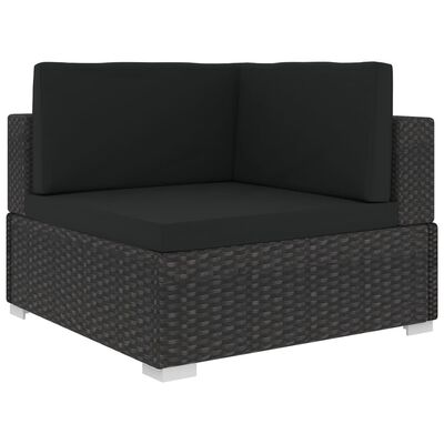 vidaXL Sodo baldų komplektas su pagalvėmis, 5d., juodas, poliratanas