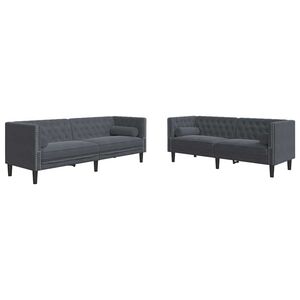 vidaXL Svetainės sofa 2 pcs Tamsiai pilka 194 x 74,5 x 70,5 cm Aksomas