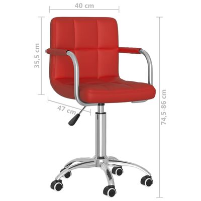 vidaXL Pasukama biuro kėdė, raudonojo vyno spalvos, dirbtinė oda
