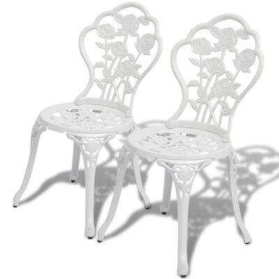 vidaXL Bistro kėdės, 2 vnt., lietas aliuminis, baltos