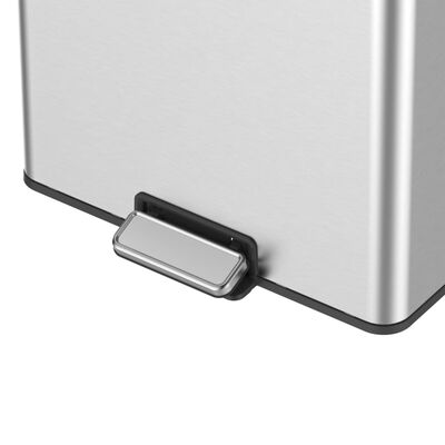 EKO Šiukšliadėžė su pedalu Essential, matinė sidabrinė, 2x20l