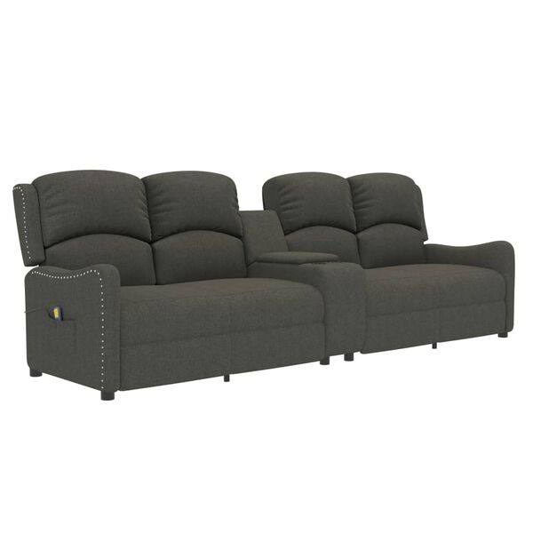 vidaXL Keturvietis atlošiamas masažinis krėslas, pilkas, audinys