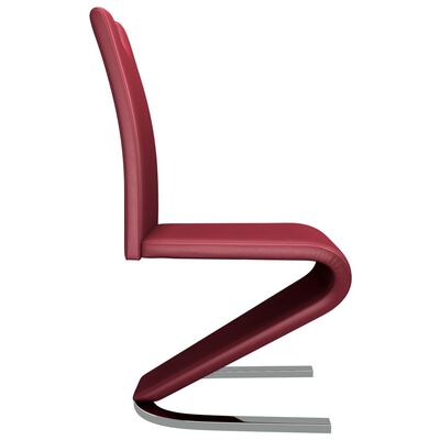 vidaXL Valgomojo kėdės, 6vnt., raudonos, dirbtinė oda, zigzago formas