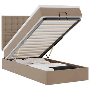 vidaXL Osmanų lovos rėmas su čiužiniu, kapučino, 80x200cm, dirbt. oda