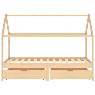 vidaXL Vaikiškos lovos rėmas su stalčiais, 90x200cm, pušies masyvas