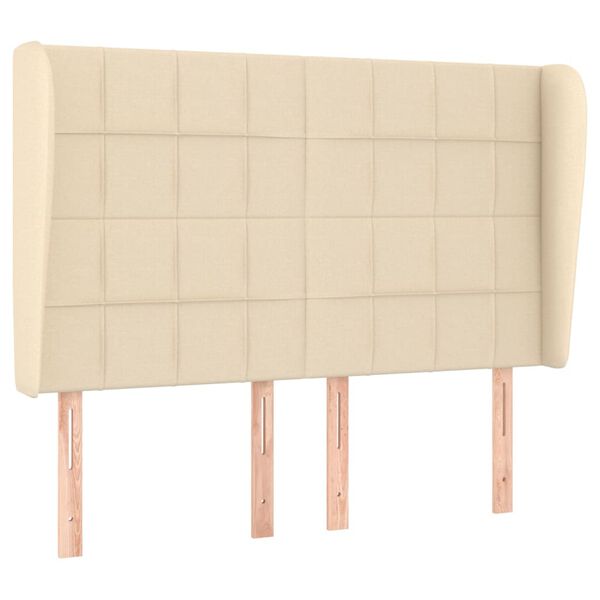 vidaXL Galvūgalis su auselėmis, kreminis, 147x23x118/128cm, audinys