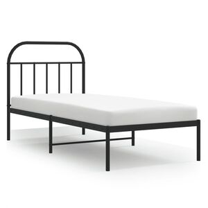 vidaXL Metalinis lovos rėmas su galvūgaliu, juodos spalvos, 90x190cm