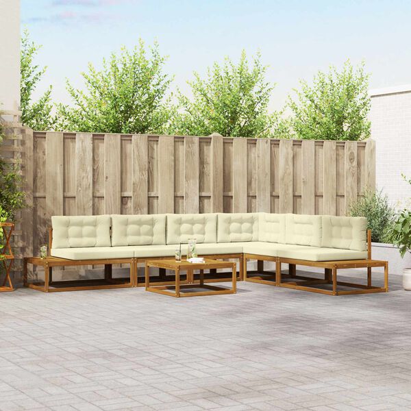 vidaXL Lauko sofos komplektas 7 Vienetas Natūralus ir grietinėlė
