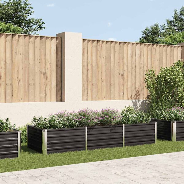 vidaXL Sodo lovelis, antracito, 240x80x45cm, plienas, aukštas