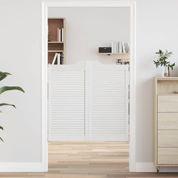 vidaXL varstomos durys su žaliuzėmis, 2 porų baltos spalvos 100x100 cm