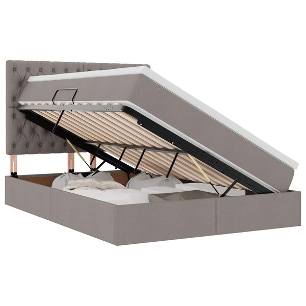 vidaXL Lova su daiktų laikymo vieta ir LED su LED Taupe 140 x 190 cm