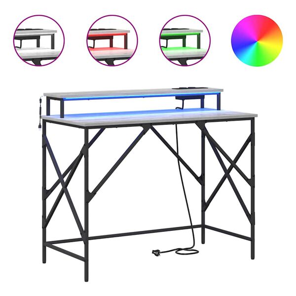 vidaXL Stalas Pilkas Sonoma 100 x 50 x 86,5 cm Apdirbta mediena